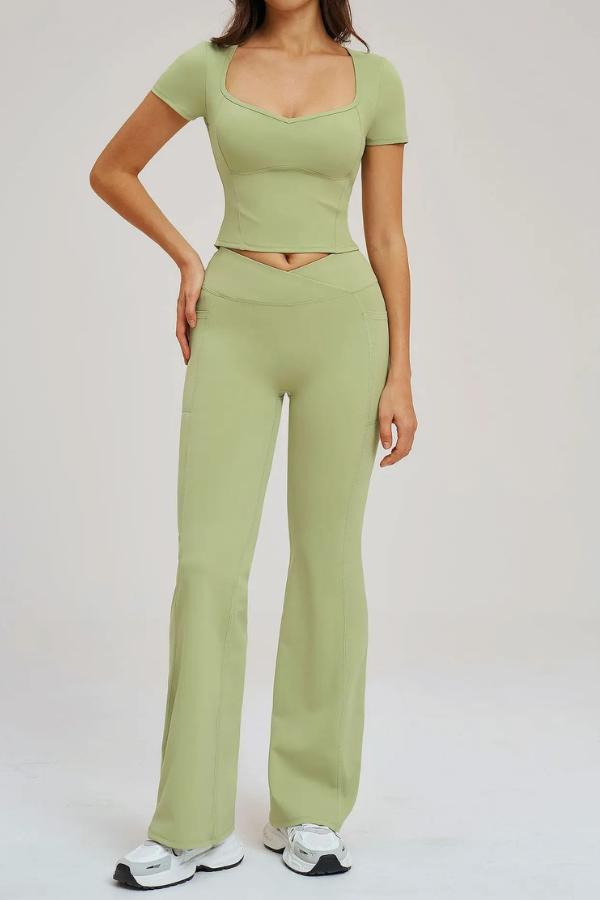 Ensemble Yoga Pantalon T-Shirt - vert clair / S