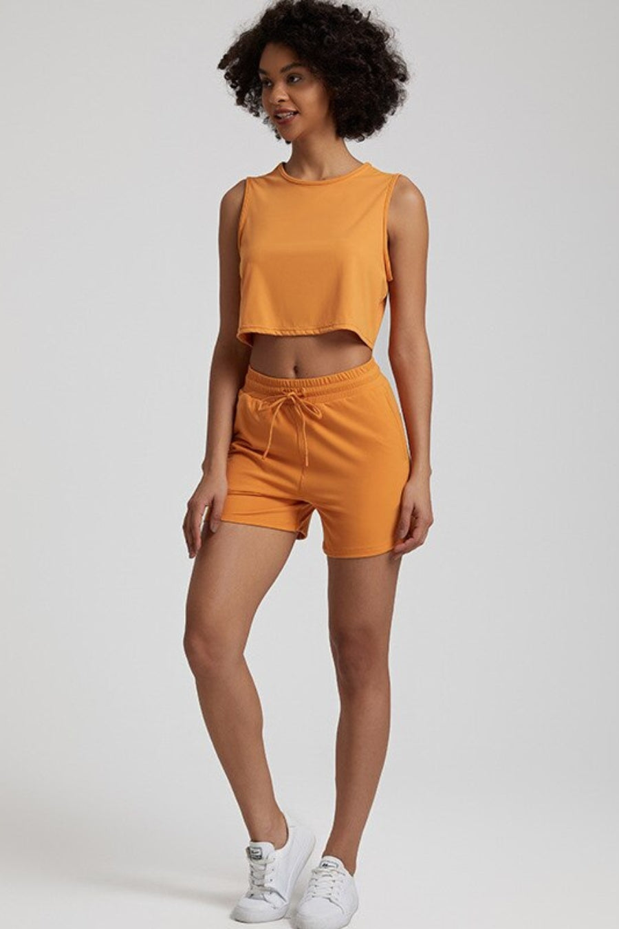 Ensemble Yoga Short & Crop Top - orange / S