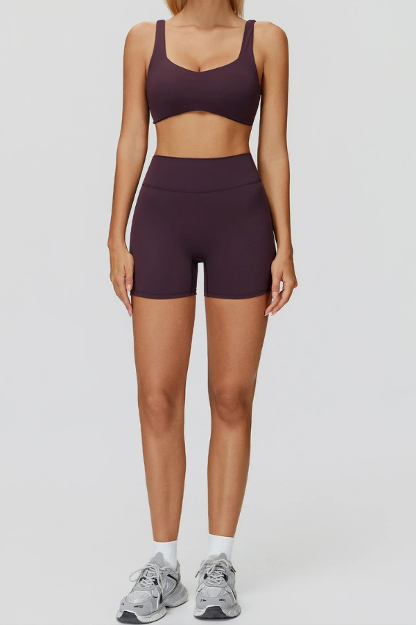 Ensemble Yoga Short Femme - prune profond / S