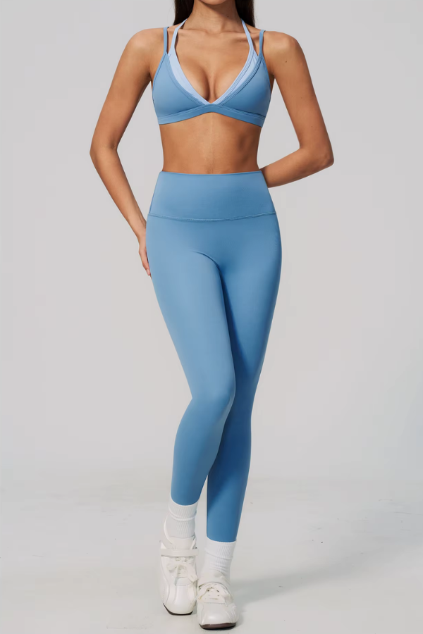Ensemble Yoga Superposé - bleu clair / S
