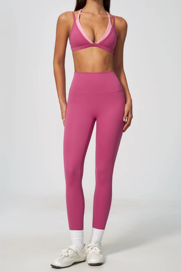 Ensemble Yoga Superposé - rose / S