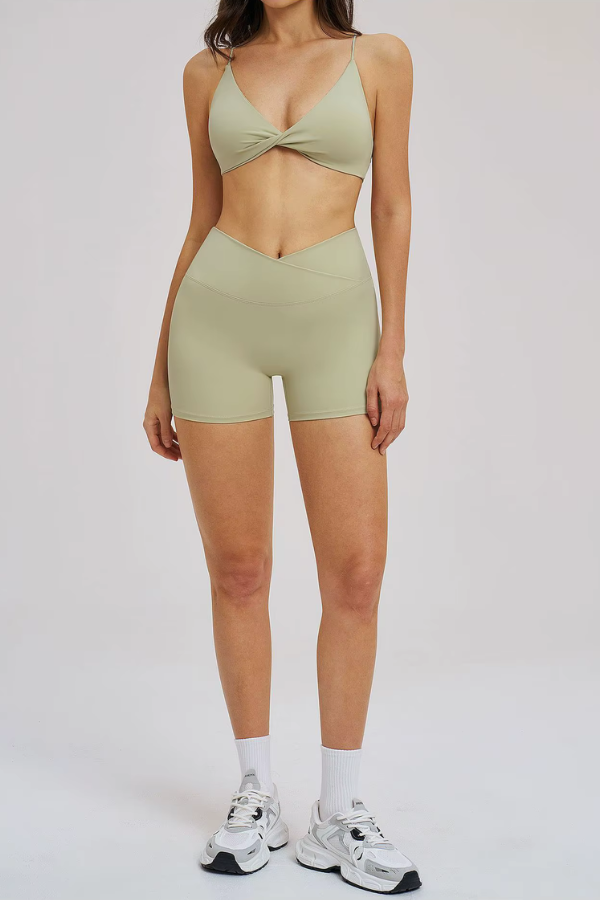 Ensemble Yoga Taille Croisée - vert clair / S