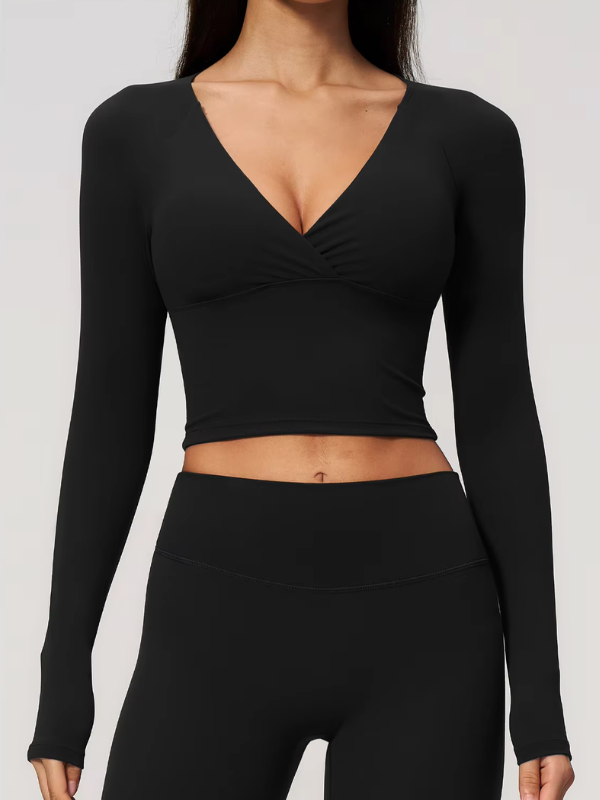 Haut Pilates Décolleté Croisé - noir / S
