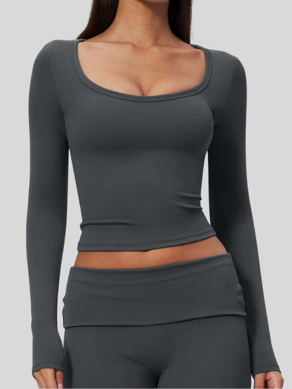 Haut Yoga Décolleté Arrondi - gris / S