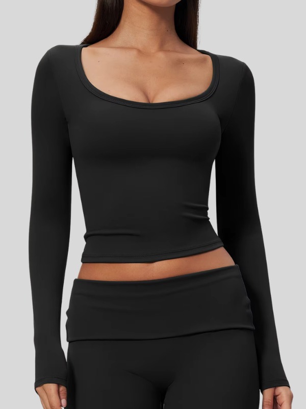 Haut Yoga Décolleté Arrondi - noir / S