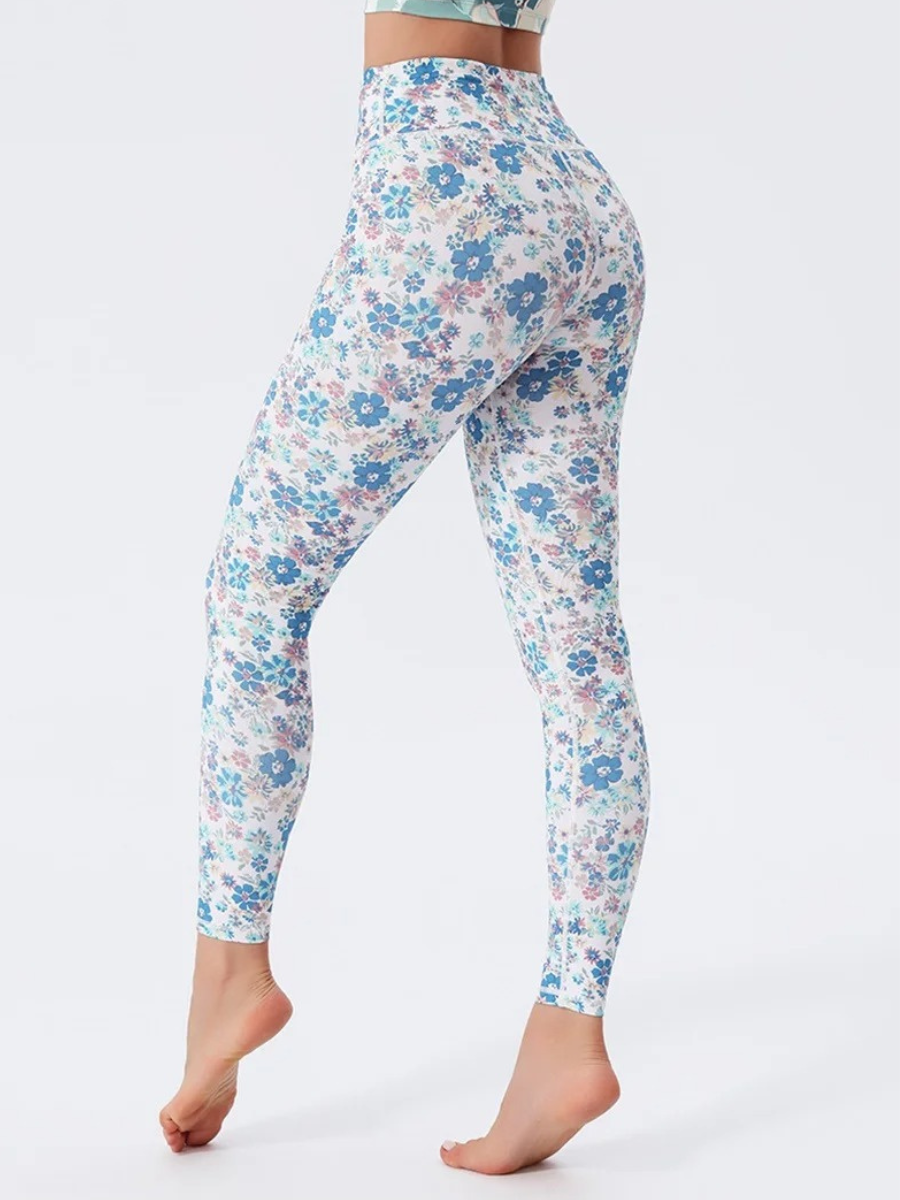 Legging Yoga Fleuri Blanc