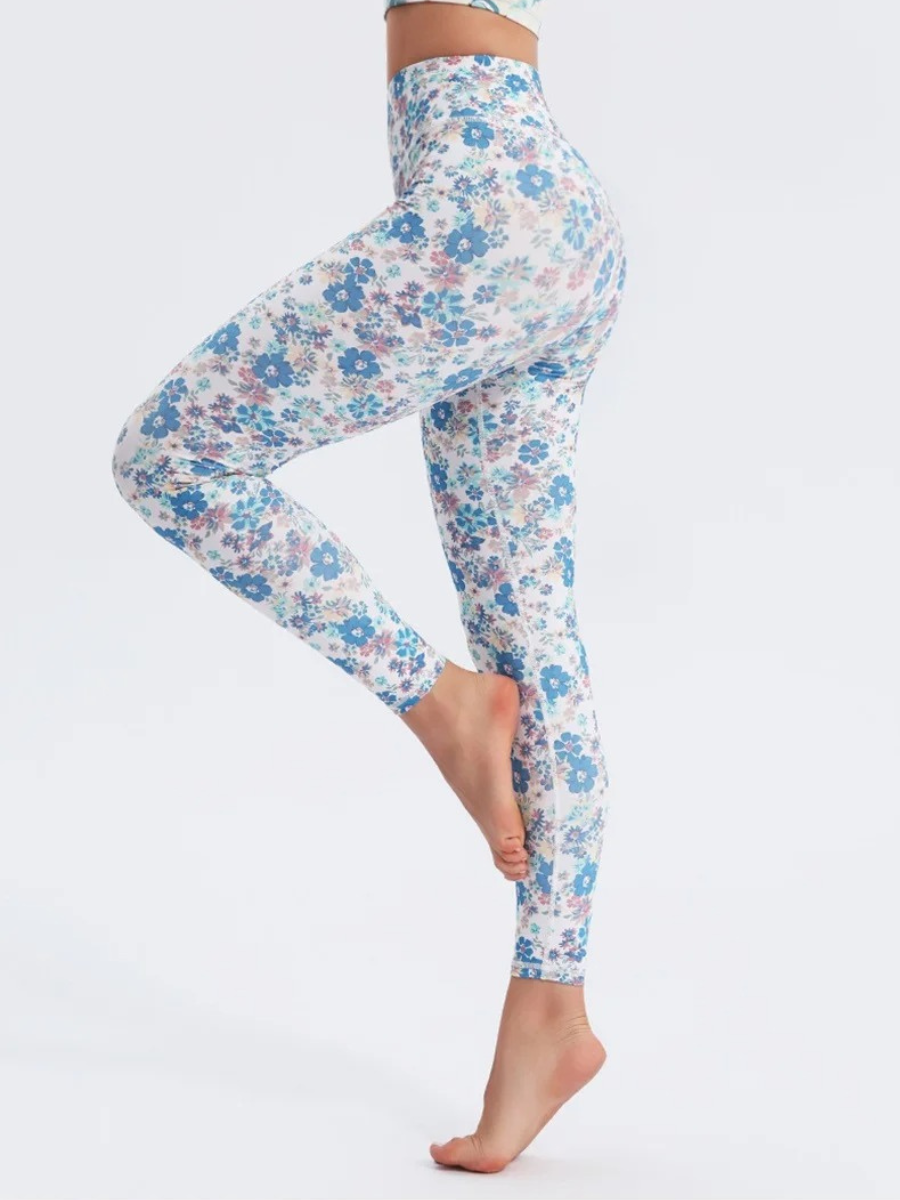 Legging Yoga Fleuri Blanc