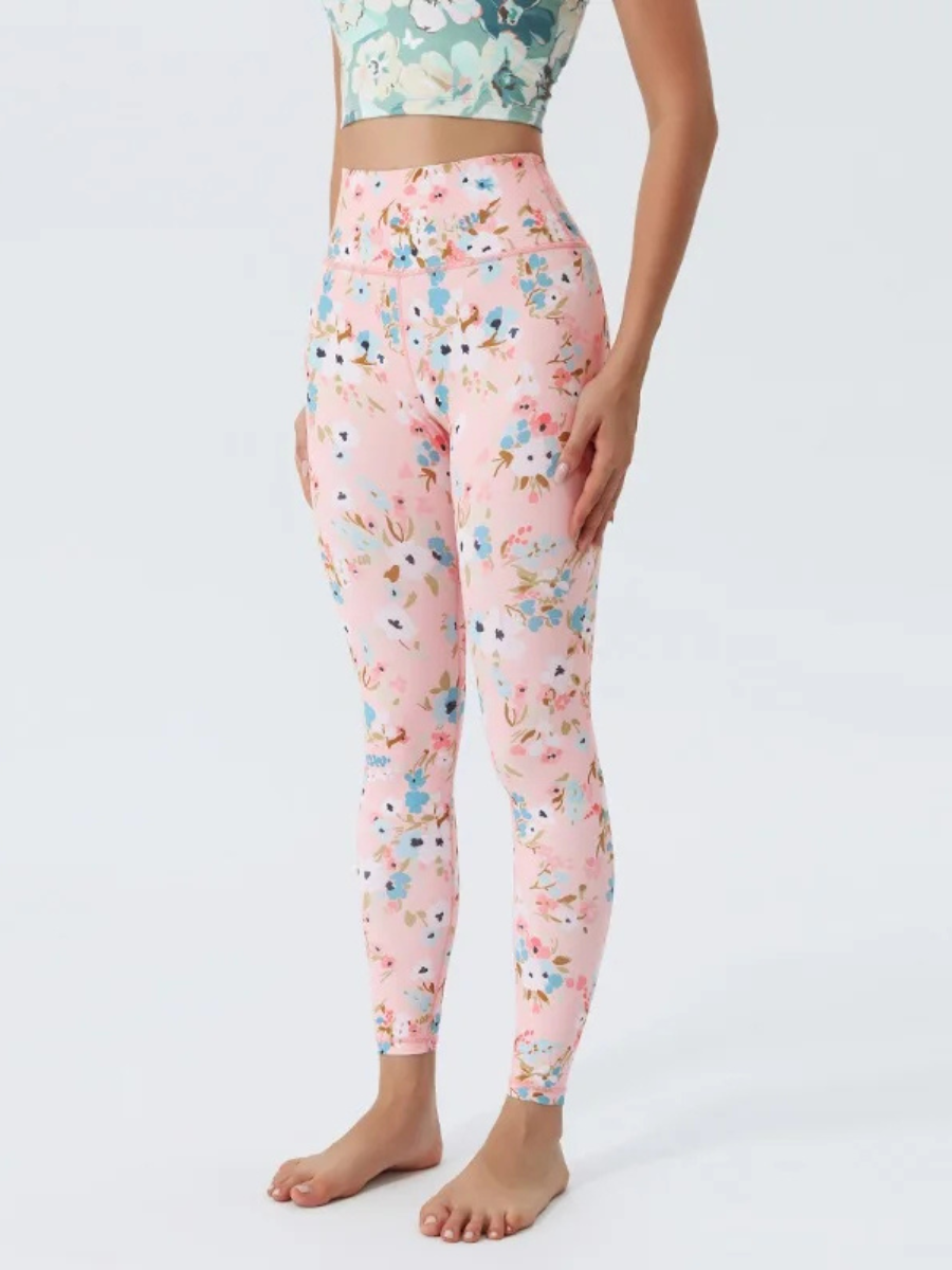 Legging Yoga Fleuri Rose