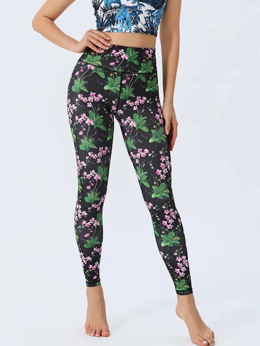 Legging Yoga Floral Noir