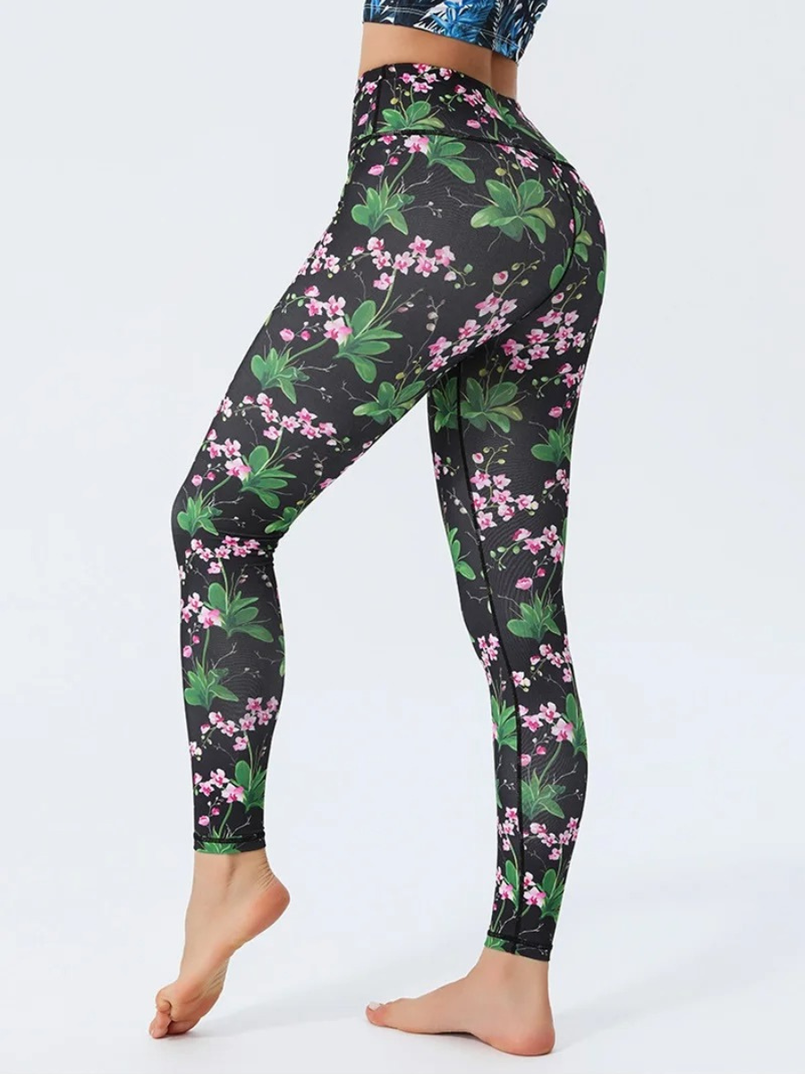 Legging Yoga Floral Noir