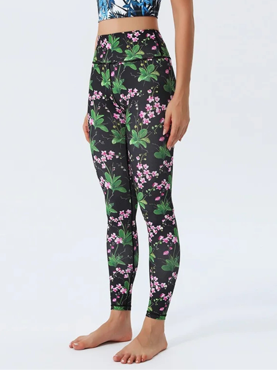 Legging Yoga Floral Noir - fleurs / S
