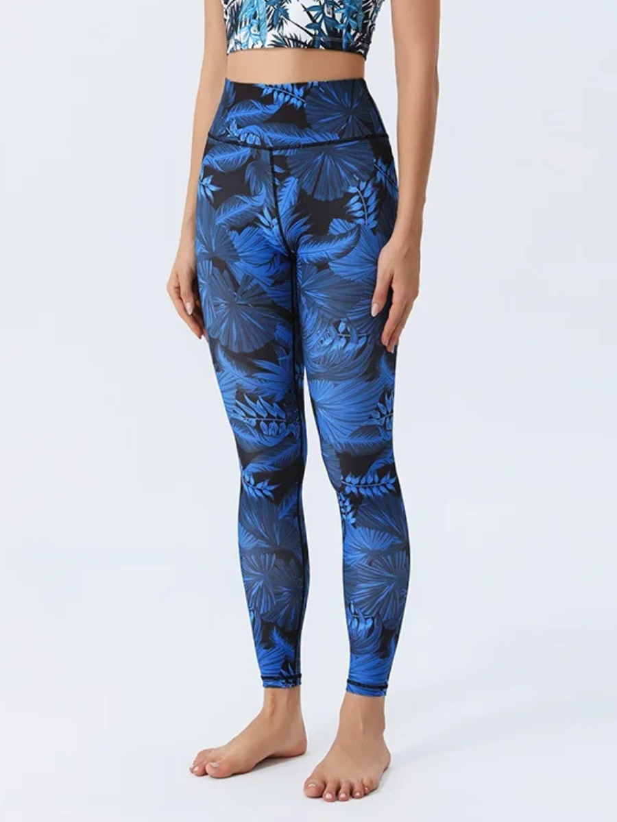 Legging Yoga Imprimé Feuilles Exotiques - feuilles / S