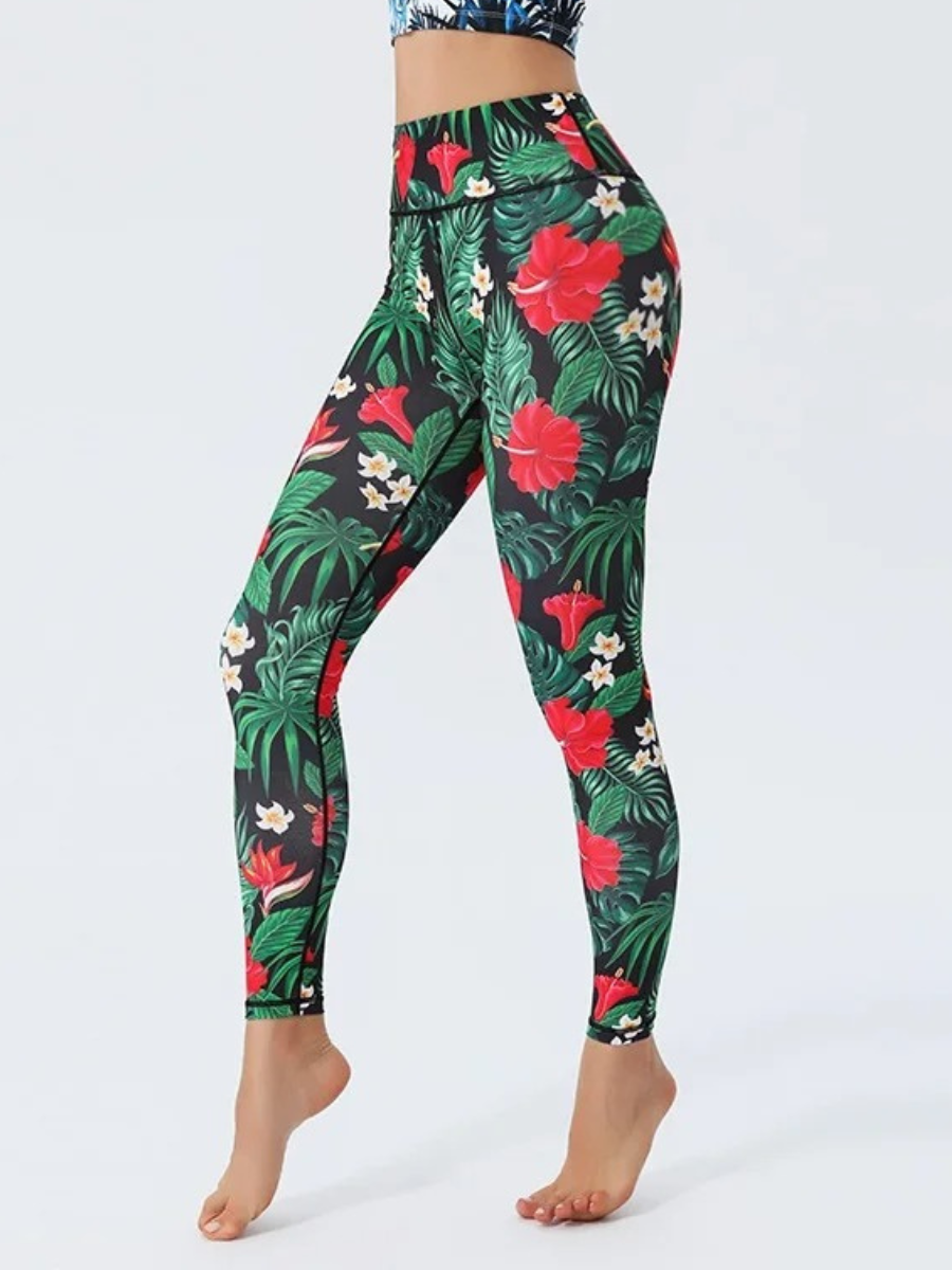 Legging Yoga Imprimé Hibiscus