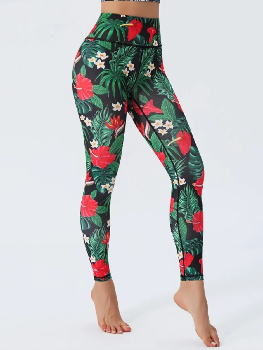 Legging Yoga Imprimé Hibiscus