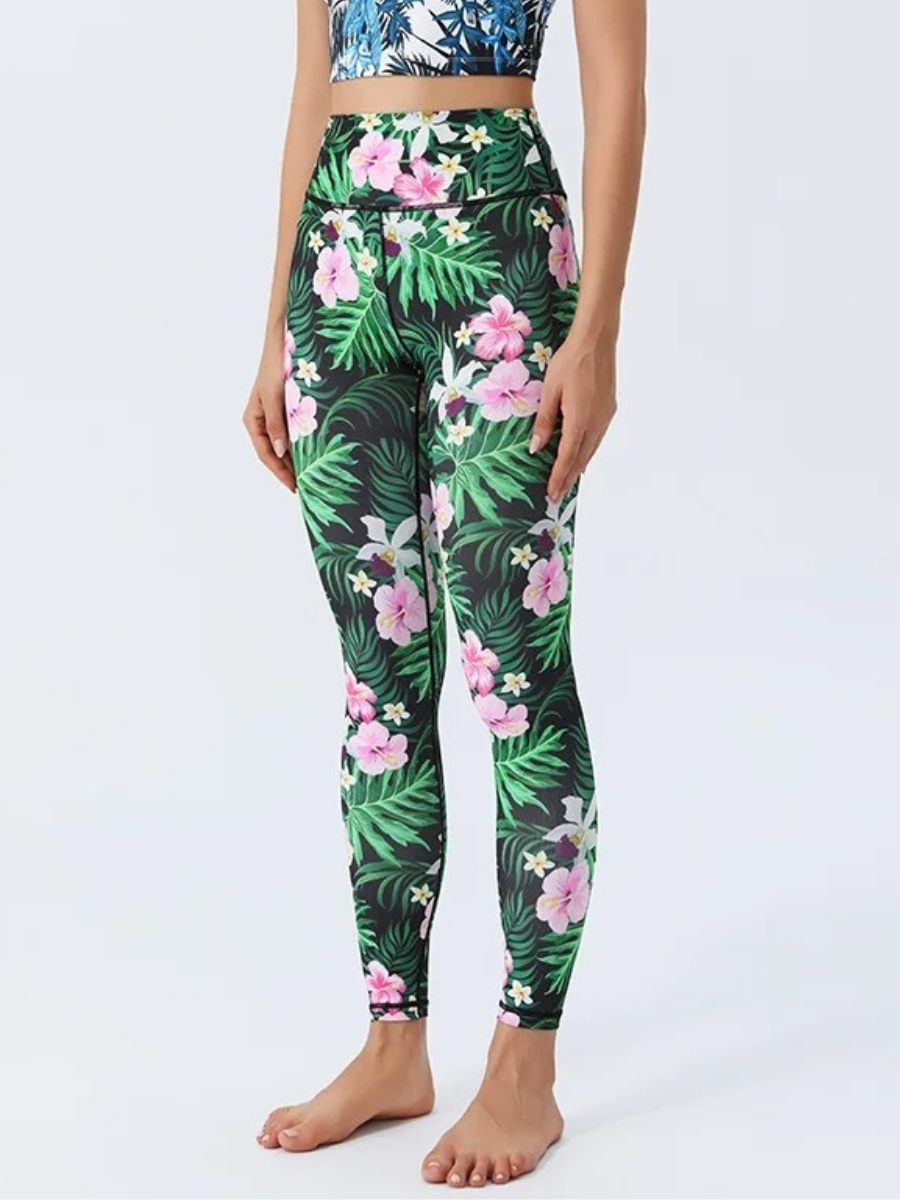 Legging Yoga Imprimé Tropical - fleur / S