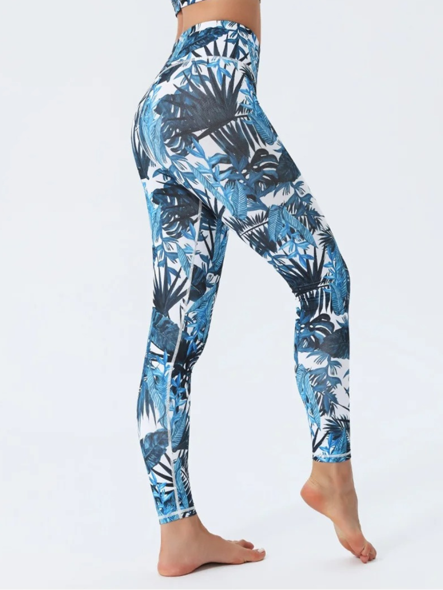 Legging Yoga Jungle Bleu