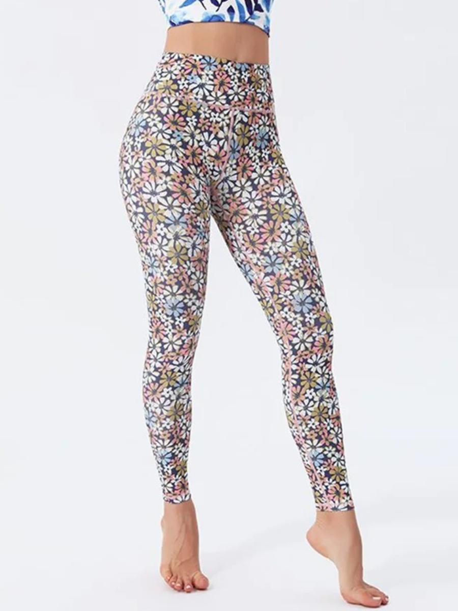 Legging Yoga Motif Marguerites