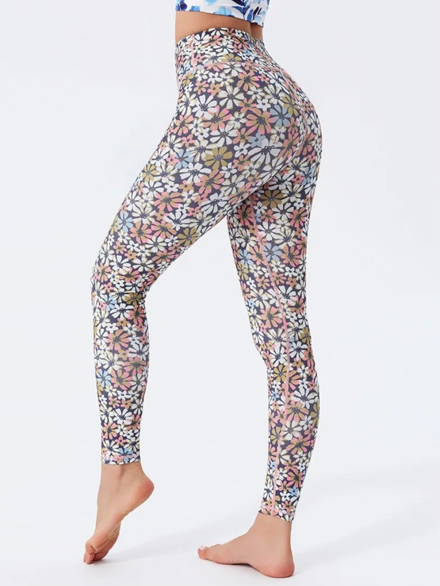 Legging Yoga Motif Marguerites