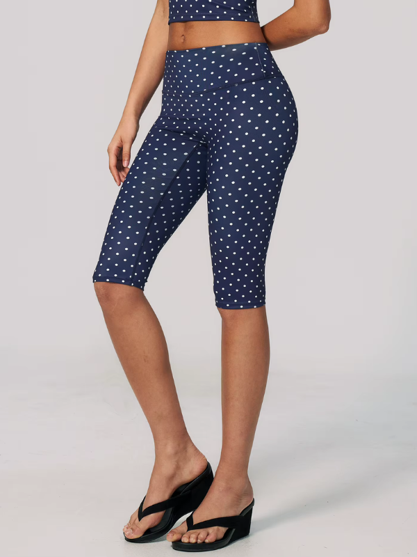 Legging Yoga Pantacourt à Pois - bleu marine / S