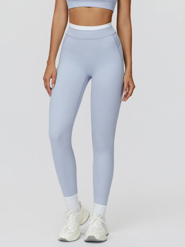 Legging Yoga Taille Haute Bicolore - bleu clair / S