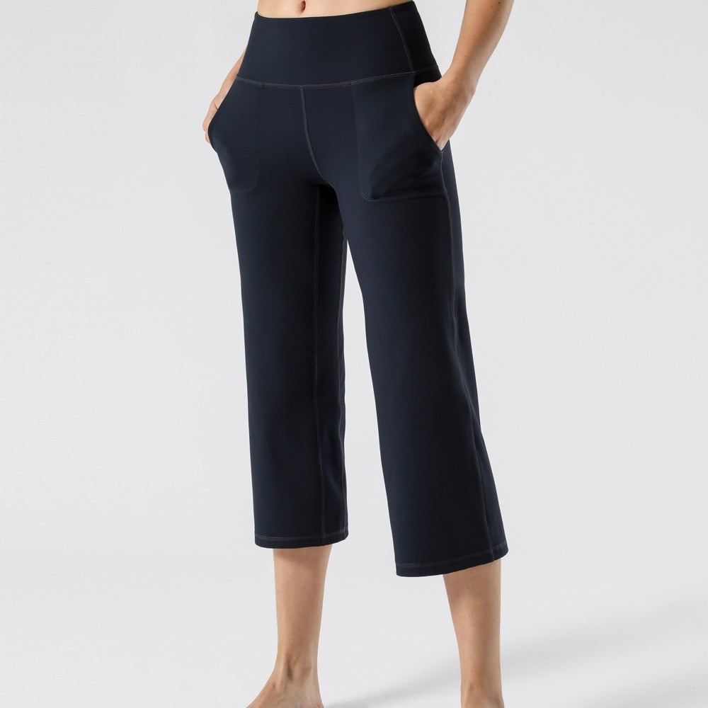 Pantalon Yoga Femme Trois Quart - bleu marine / S