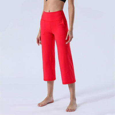 Pantalon Yoga Femme Trois Quart - rouge / S
