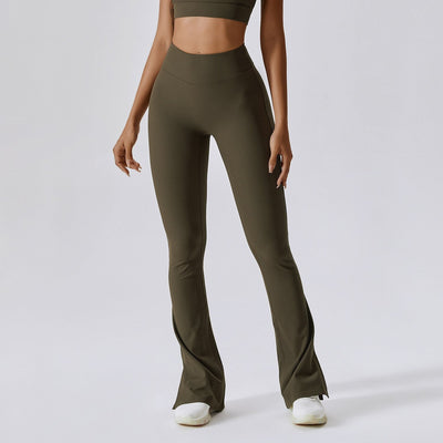 Pantalon Yoga Fente - vert olive / S