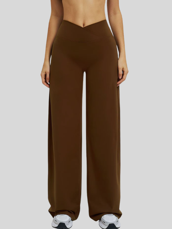 Pantalon Yoga Taille Croisée - marron foncé / S