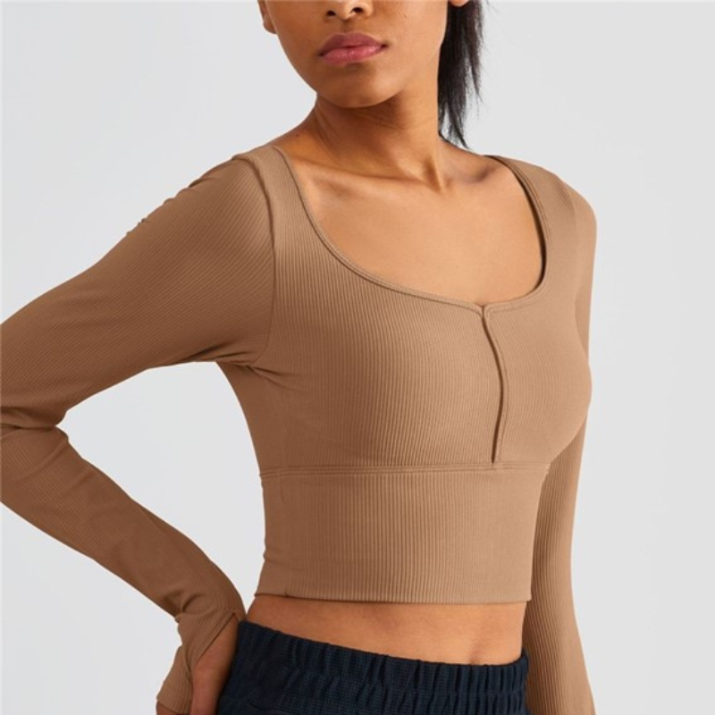 Pull Yoga Col Rond - Marron / S