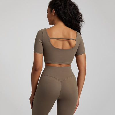 T-shirt de Yoga Crop Top - marron gris / S