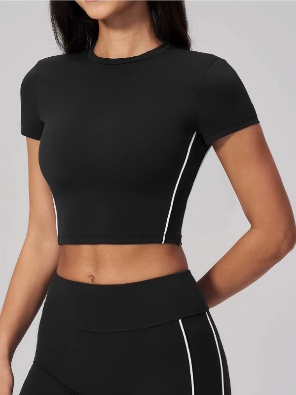 T-shirt Yoga Contrasté - noir / S