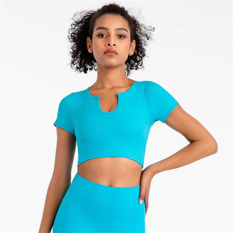 T-shirt Yoga Crop Top - Bleu / M