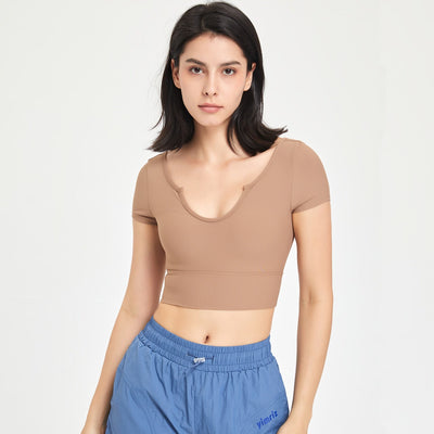 T-shirt Yoga Décolleté - marron / S