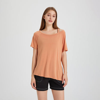 T-shirt Yoga Epaule Nue - orange / S
