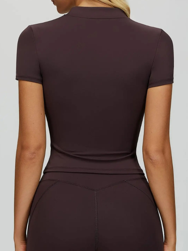 T-shirt Yoga Zippé Ajusté