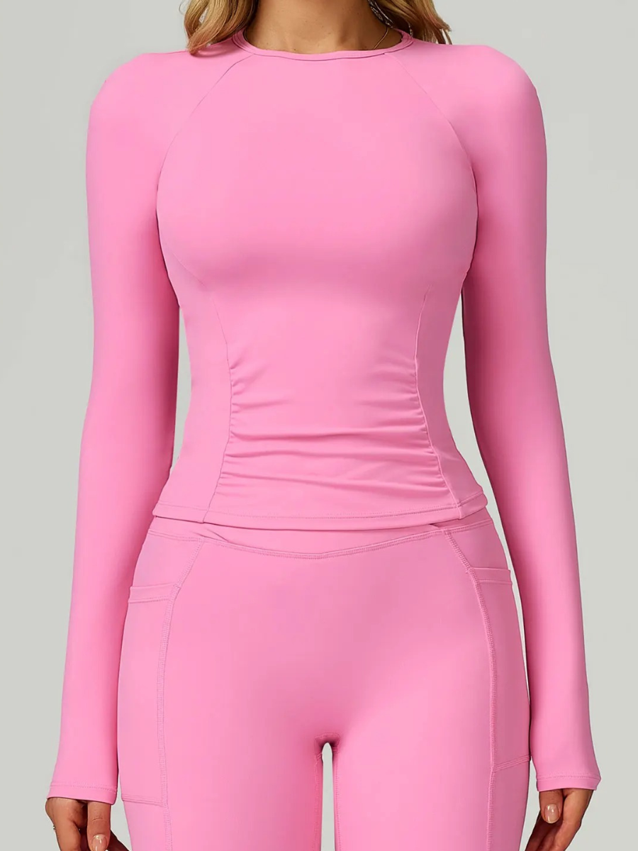 Tee Shirt Yoga Manche Longue Femme - rose / S
