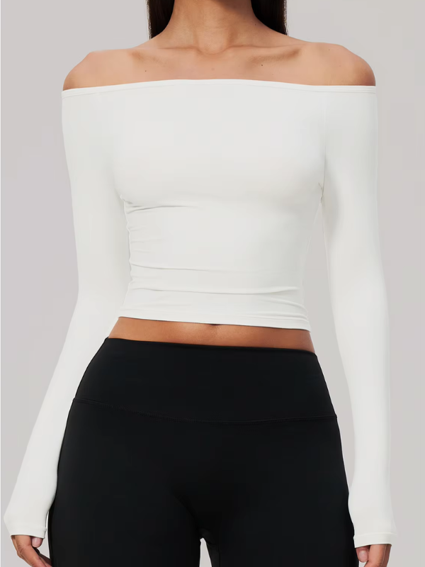 Top Yoga Col Bateau - blanc / S