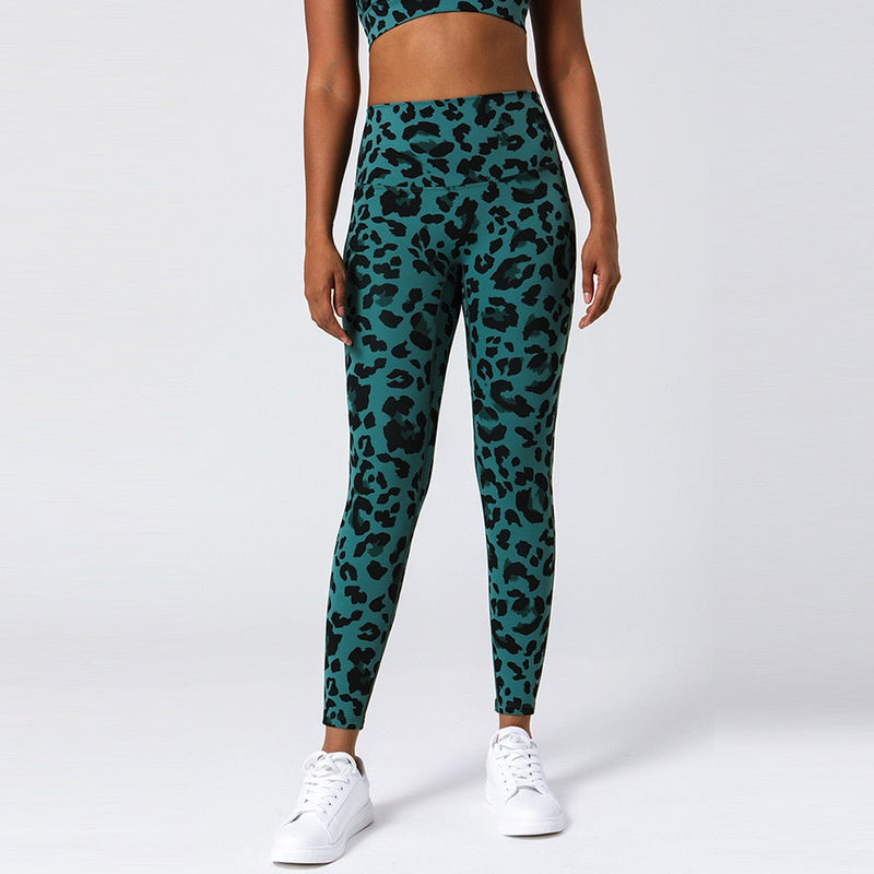 Legging Yoga Femme Léopard - Vert / S