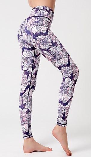 Legging Yoga Purple Flowers