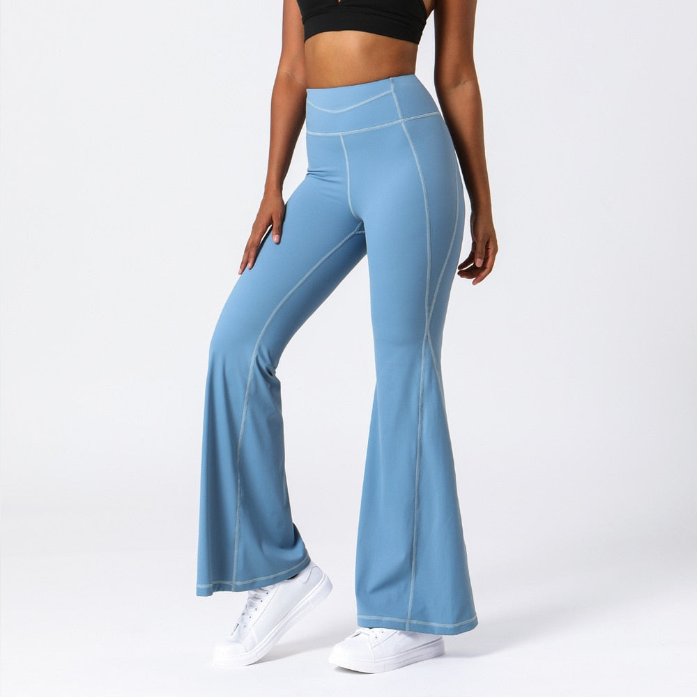 Pantalon Yoga Evasé Taille Haute - Bleu / S