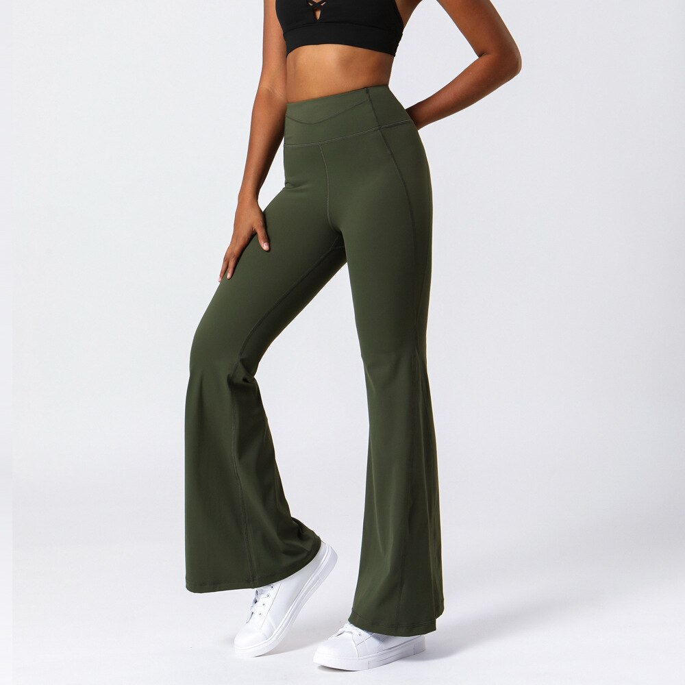 Pantalon Yoga Evasé Taille Haute - Vert / S