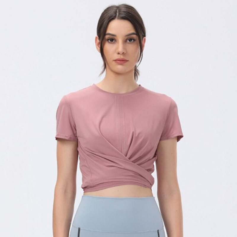 T-shirt Yoga Croisé - Rose / S