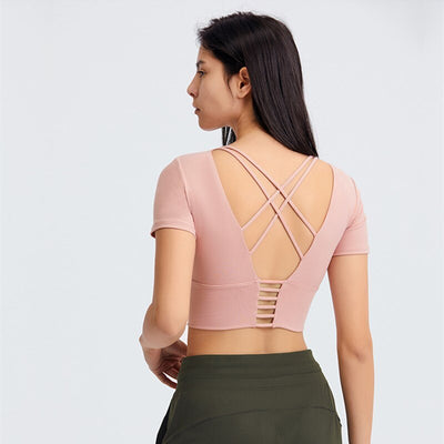 T-shirt Yoga Dos Nu - Rose clair / XS