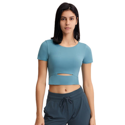 T-shirt Yoga Echancré - Bleu / XS